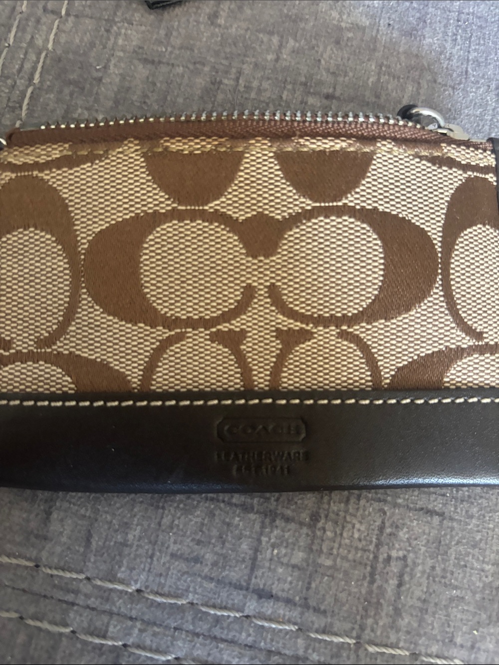 Coach Signature Jacquard Tote Bag Brown + Matching Mini Skinny Wallet 2008 Y2K - Picture 10 of 13